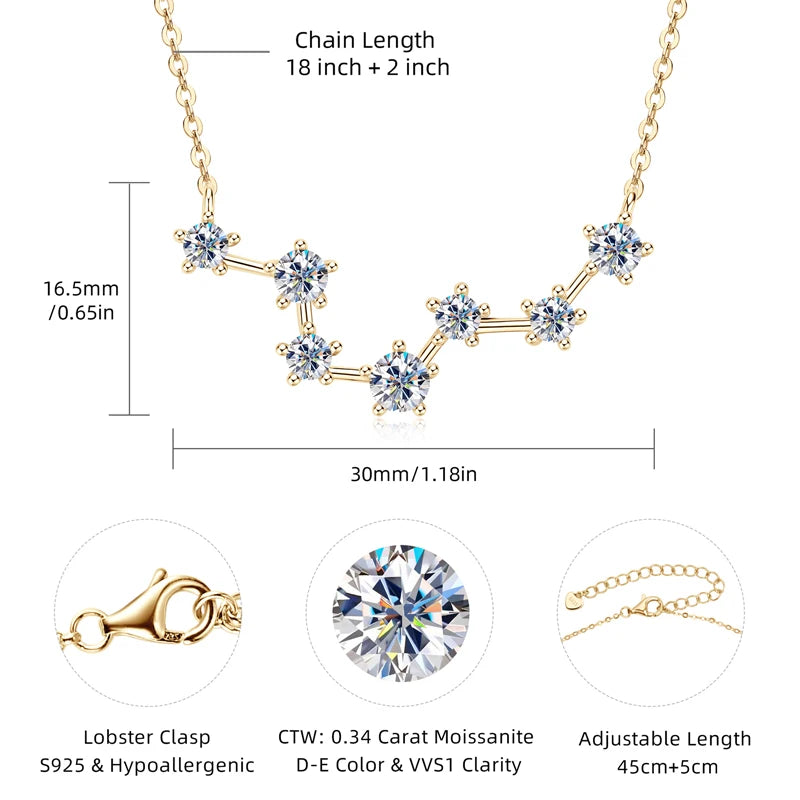 Aura Belle™ Big Dipper Pendant Necklace – Celestial Elegance in 925 Sterling Silver