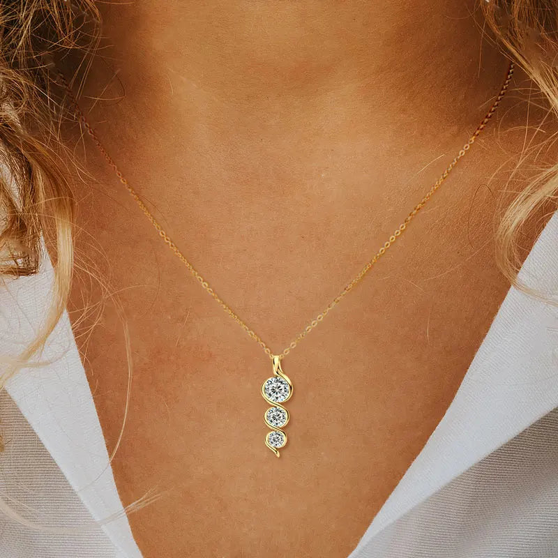 Aura Belle™ Twisted Pendant Necklace – Sculpted Elegance in 925 Sterling Silver