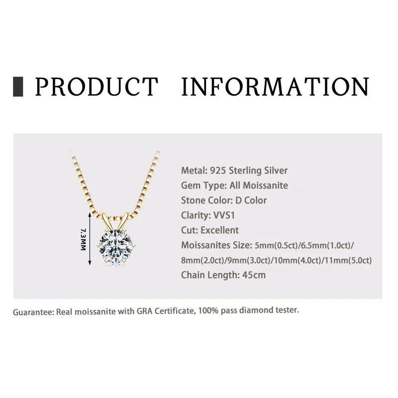 Aura Belle™ Moissanite Pendant Necklace – Certified Sparkle, Timeless Elegance
