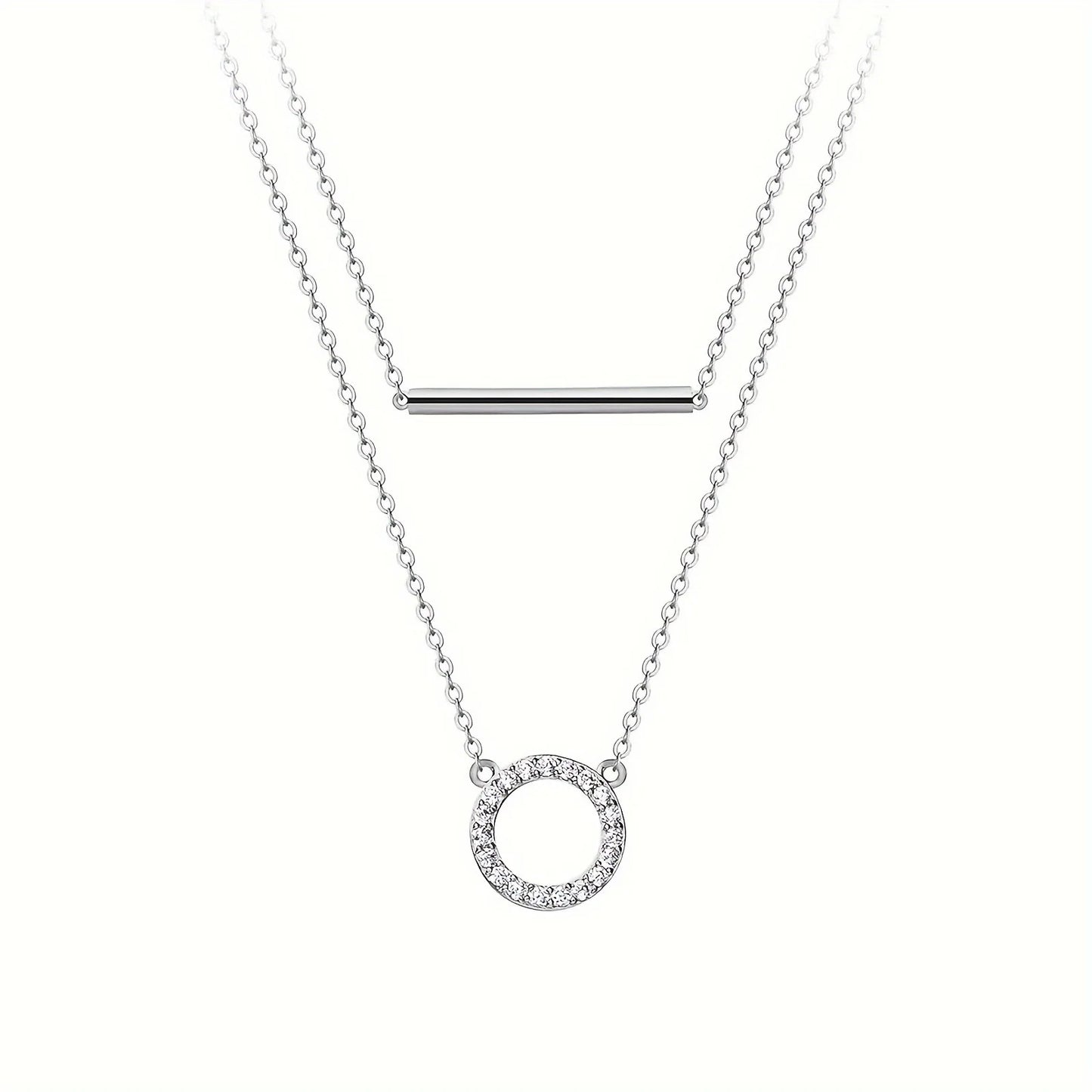 Aura Belle™ Double Layer Clavicle Chain Necklace – Moissanite Elegance in 925 Sterling Silver