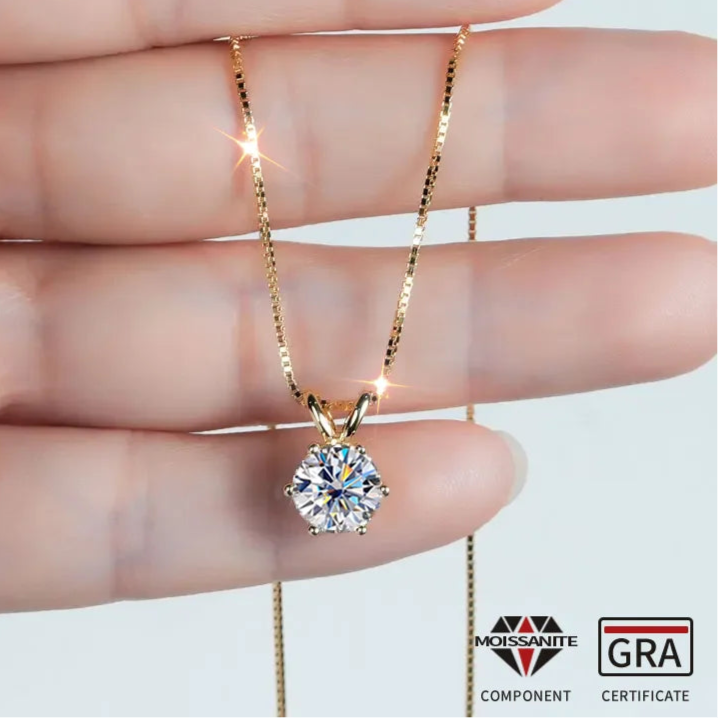 Aura Belle™ Moissanite Pendant Necklace – Certified Sparkle, Timeless Elegance
